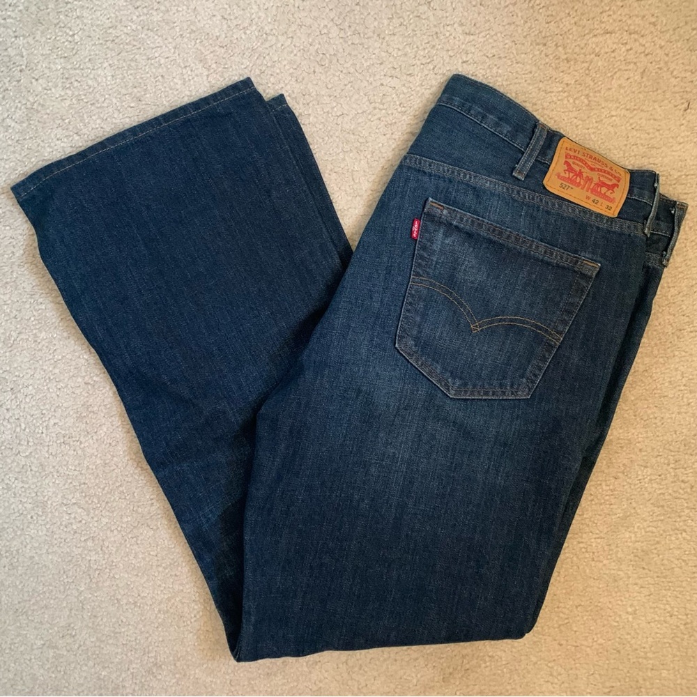 Levi's Strauss Medium Wash 100% Cotton Blue Jeans Style 527 Slim Bootcut 42 x 32